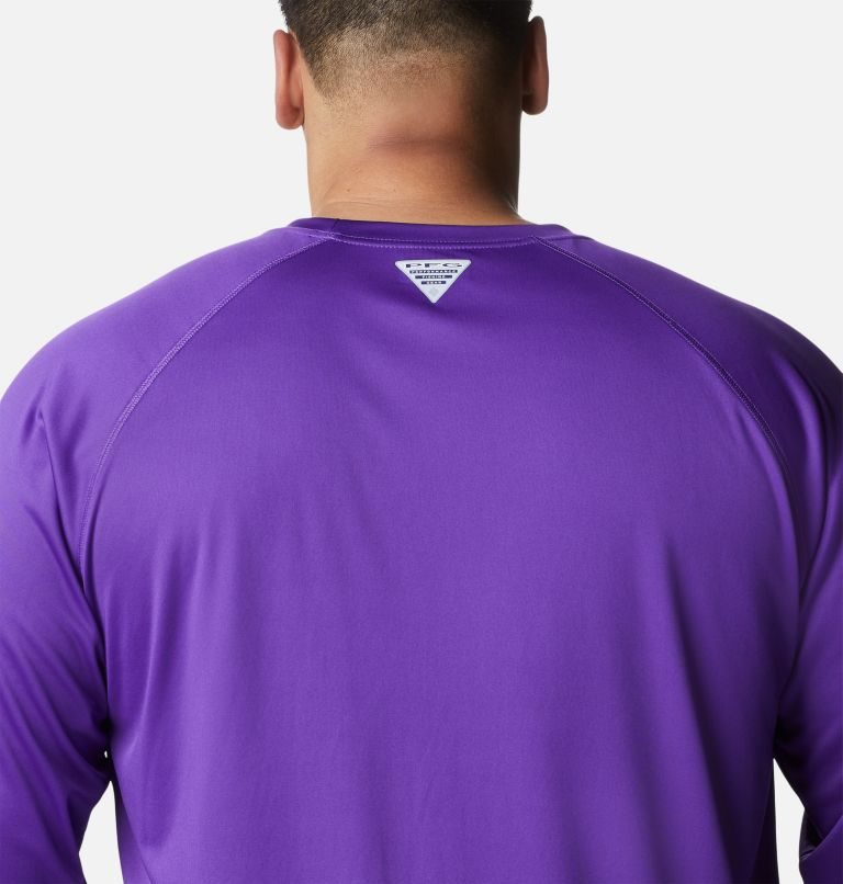 Hanorace Columbia Collegiate PFG Terminal Tackle Long Sleeve - LSU Barbati Violet | Plus Size KYQ19ZS8M